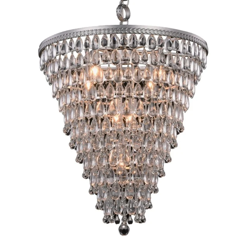 Casa Padrino Luxus Kronleuchter Silber Ø 61 x H. 65 cm - Kristall Lüster mit Glastropfen
