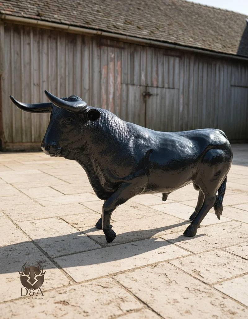 Casa Padrino Luxus Deko Skulptur Kuh Bull Trash Gold H. 150 cm - Riesige Gartenskulptur - Lebensgroße Skulptur - XXL Deko Skulptur - XXL Deko Figur