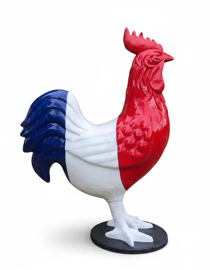 Casa Padrino Luxus Deko Skulptur Vogel Dreifarbiger Riesenhahn H. 215 cm - Riesige Gartenskulptur - Lebensgroße Skulptur - XXL Deko Skulptur - XXL Deko Figur