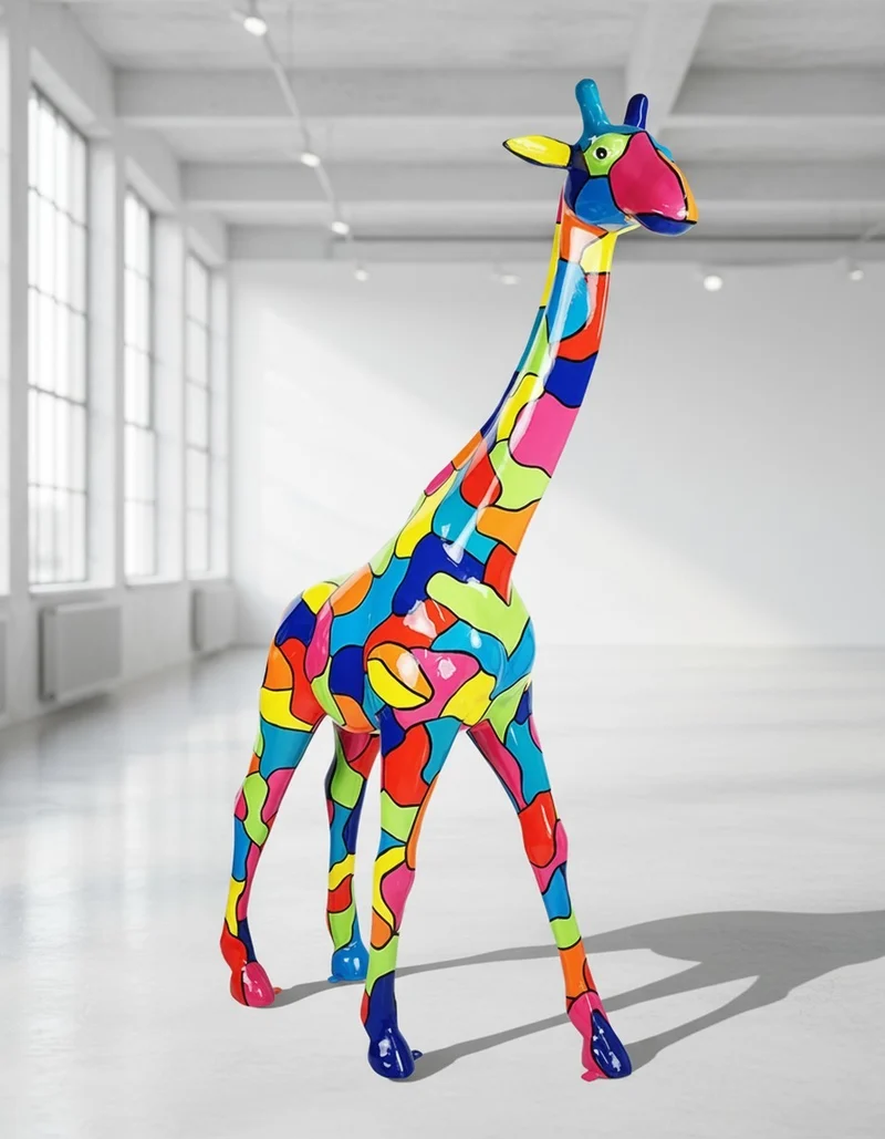 Casa Padrino Luxus Deko Skulptur Giraffe Mosaik H. 230 cm - Riesige Gartenskulptur - Lebensgroße Skulptur - XXL Deko Skulptur - XXL Deko Figur
