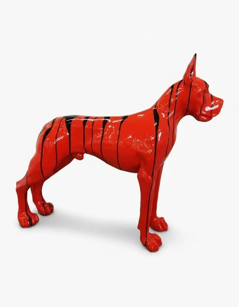 Casa Padrino Luxus Deko Skulptur Hund Zweifarbiger Trash Mastiff H. 111 cm - Riesige Gartenskulptur - Lebensgroße Skulptur - XXL Deko Skulptur - XXL Deko Figur