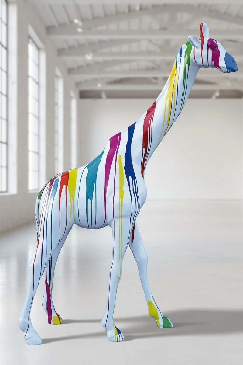Casa Padrino Luxus Deko Skulptur Giraffe Trash H. 230 cm - Riesige Gartenskulptur - Lebensgroße Skulptur - XXL Deko Skulptur - XXL Deko Figur