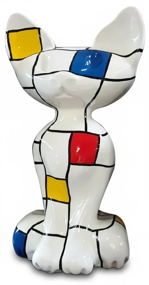 Casa Padrino Luxus Deko Skulptur Katze Große Ägyptische Mondrian H. 130 cm - Riesige Gartenskulptur - Lebensgroße Skulptur - XXL Deko Skulptur - XXL Deko Figur