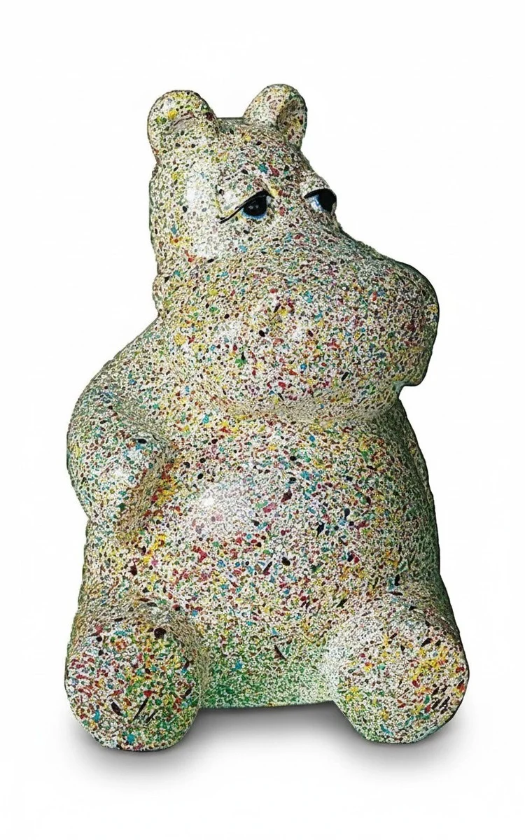 Casa Padrino Luxus Deko Skulptur Nilpferd Sitzen Granit H. 95 cm - Deko Skulptur - Deko Figur - Tierfigur - Gartendeko