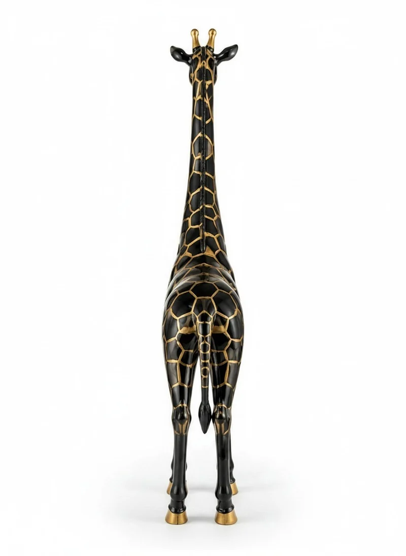 Casa Padrino Luxus Deko Skulptur Giraffe Schwarz / Gold H. 205 cm - Riesige Gartenskulptur - Lebensgroße Skulptur - XXL Deko Skulptur - XXL Deko Figur - XXL Tierfigur