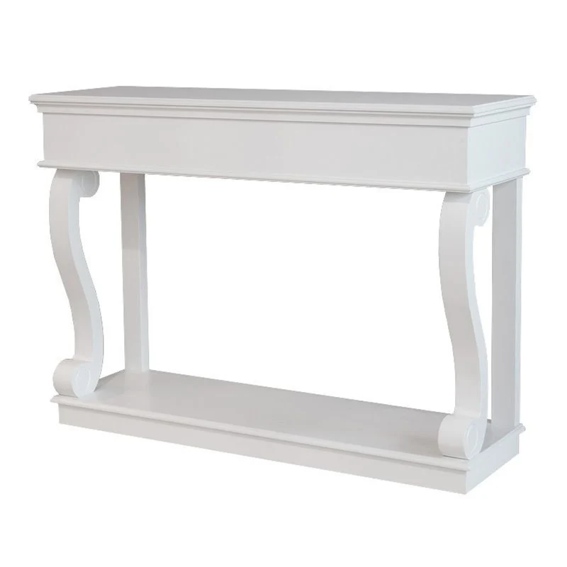 Casa Padrino Luxus Konsole Weiß 140 x 45 x H. 100 cm - Hoher Konsolentisch mit geschwungenen Beinen