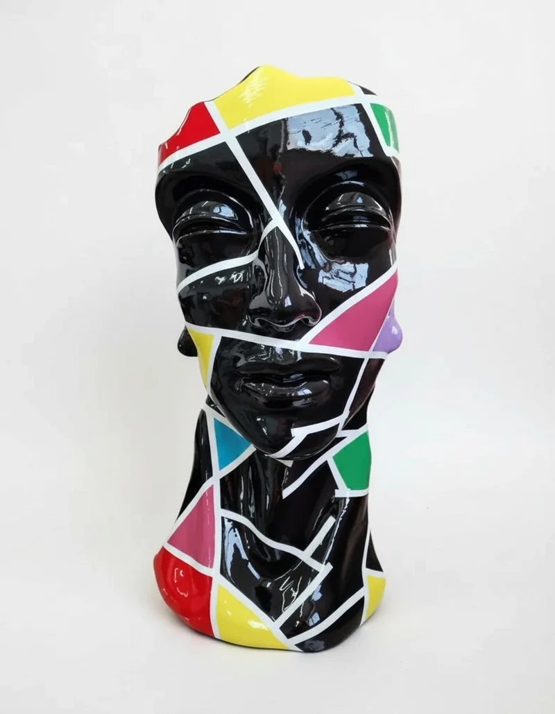 Casa Padrino Luxus Deko Skulptur Deko Objekt Mosaik Männerbüste H. 70 cm - Deko Skulptur - Deko Figur - Tierfigur - Gartendeko
