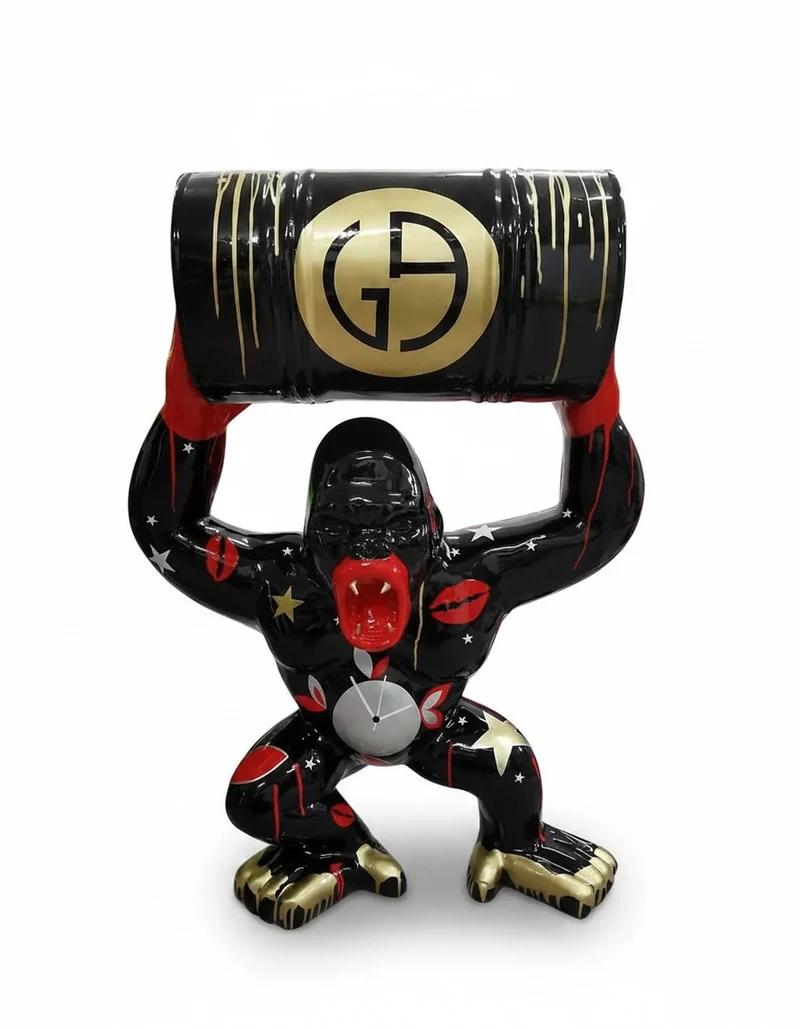 Casa Padrino Luxus Deko Skulptur Affe Gorilla Barrel Star H. 98 cm - Deko Skulptur - Deko Figur - Tierfigur - Gartendeko