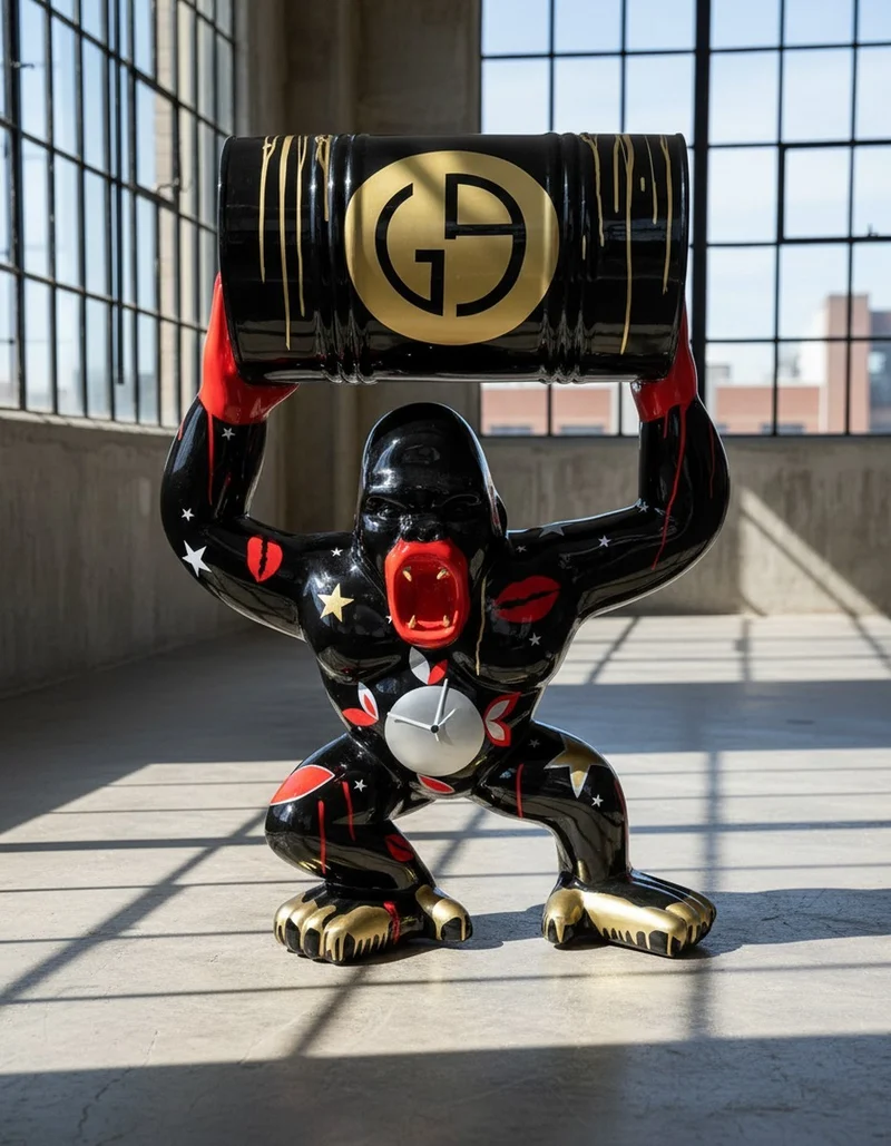Casa Padrino Luxus Deko Skulptur Affe Gorilla Barrel Star H. 98 cm - Deko Skulptur - Deko Figur - Tierfigur - Gartendeko