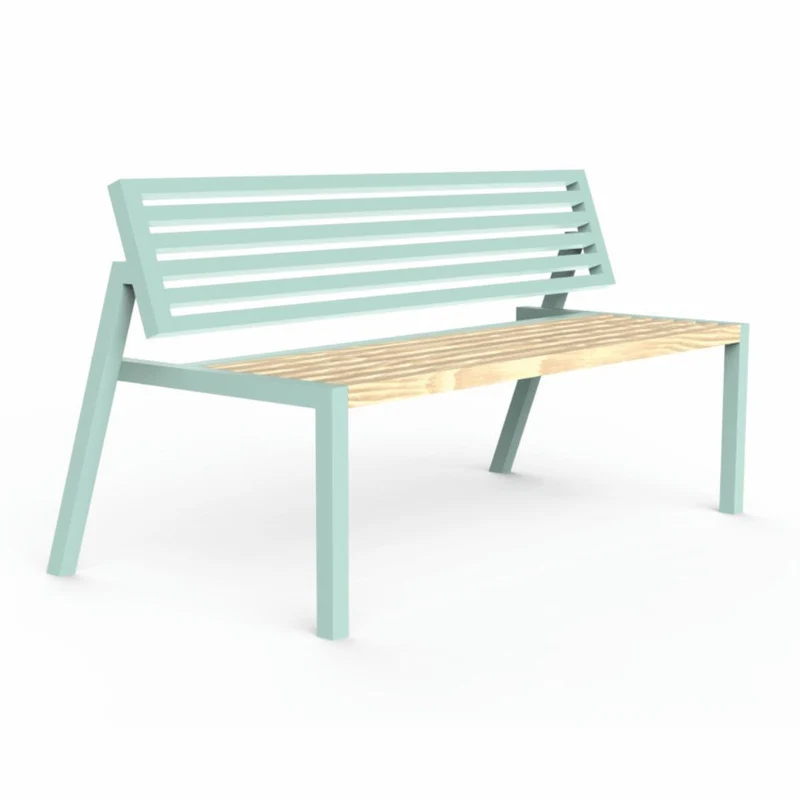 Casa Padrino Gartenbank Mintgrün / Naturfarben 150 cm - Parkbank mit Rückenlehne - Outdoor Sitzbank - Garten Möbel