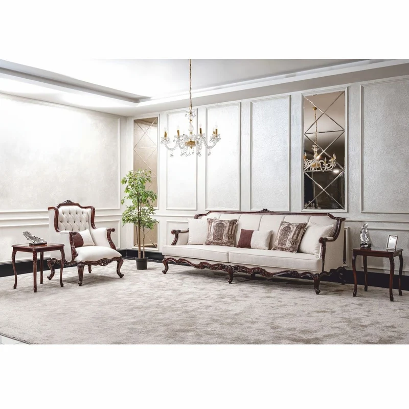Casa Padrino Luxus Barock Wohnzimmer Sofa Weiß / Dunkelbraun 260 cm - Barock Möbel