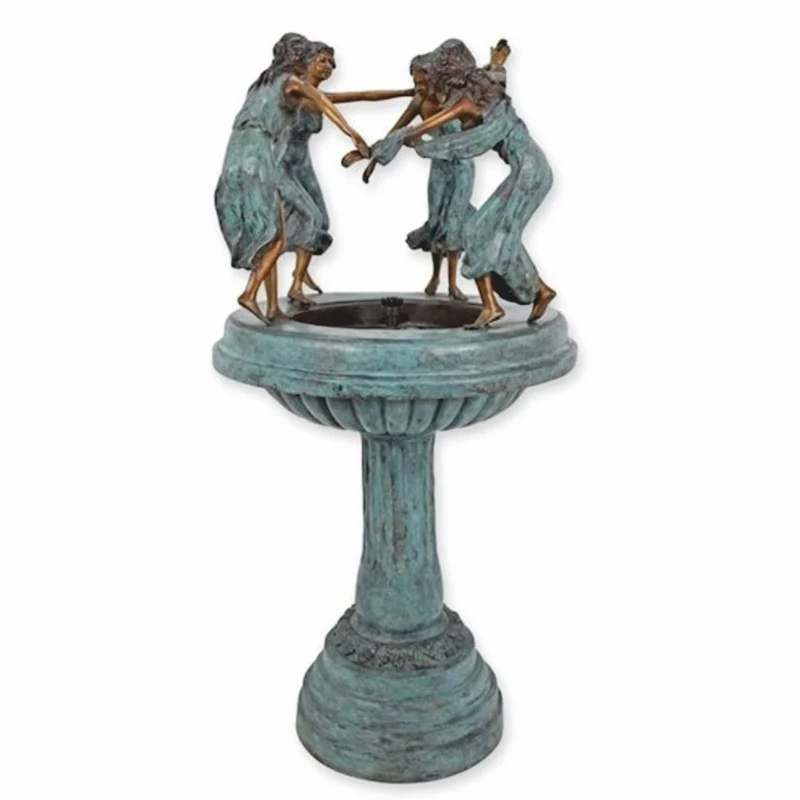 Casa Padrino Jugendstil Bronze Springbrunnen 4 Frauen H. 130 cm - Garten Deko
