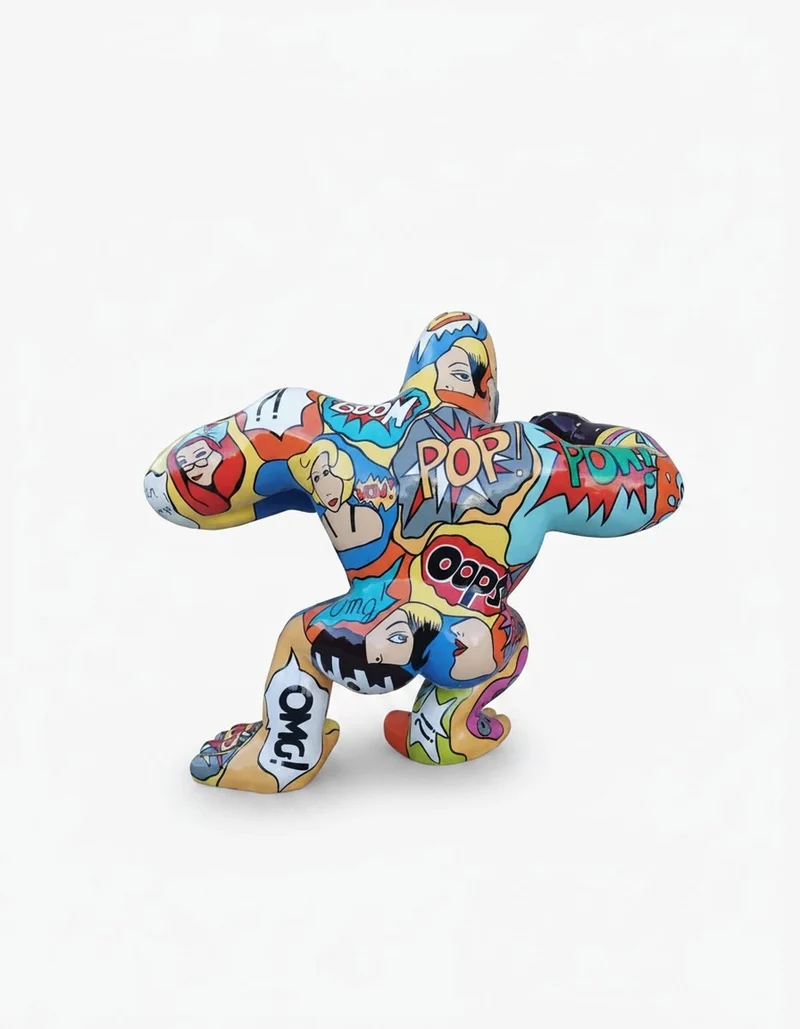 Casa Padrino Luxus Deko Skulptur Affe Kong Wütende Pop Art Gorilla H. 102 cm - Riesige Gartenskulptur - Lebensgroße Skulptur - XXL Deko Skulptur - XXL Deko Figur