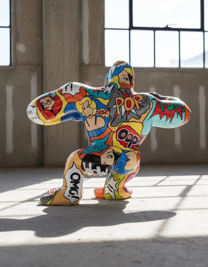 Casa Padrino Luxus Deko Skulptur Affe Kong Wütende Pop Art Gorilla H. 102 cm - Riesige Gartenskulptur - Lebensgroße Skulptur - XXL Deko Skulptur - XXL Deko Figur