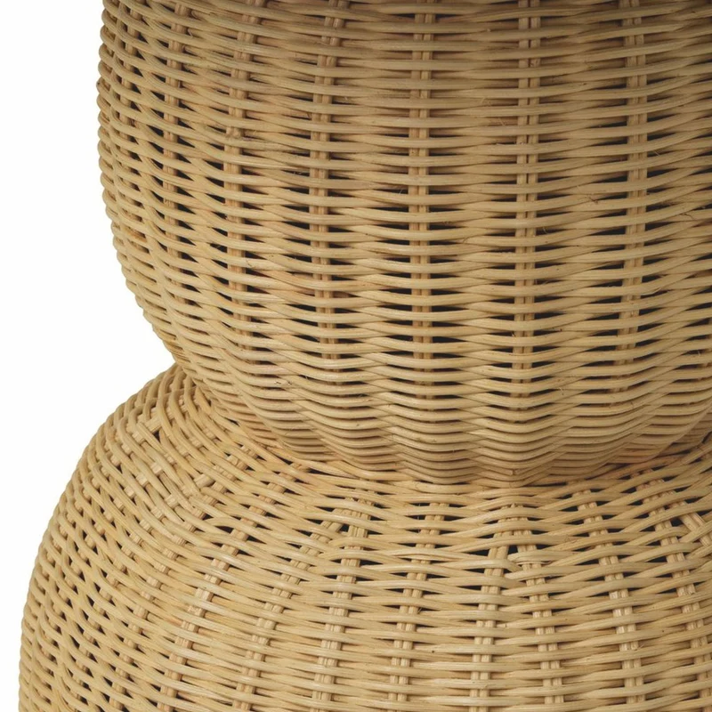 Casa Padrino Luxus Rattan Esstisch Naturfarben Ø 80 cm - Rattan Esszimmer Möbel