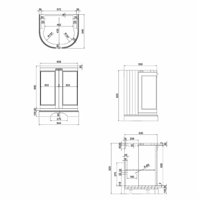 Casa Padrino Landhausstil Waschbeckenschrank Weiß / Grau H. 93 cm - Badezimmer Möbel
