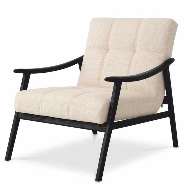 Casa Padrino Luxus Wohnzimmer & Hotel Sessel Beige / Schwarz 75,5 cm - Luxus Möbel