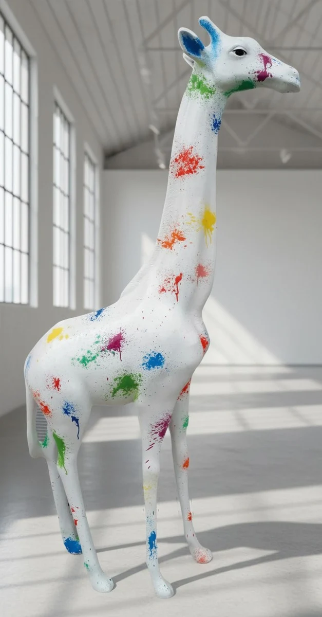 Casa Padrino Luxus Deko Skulptur Giraffe Splash H. 210 cm - Riesige Gartenskulptur - Lebensgroße Skulptur - XXL Deko Skulptur - XXL Deko Figur