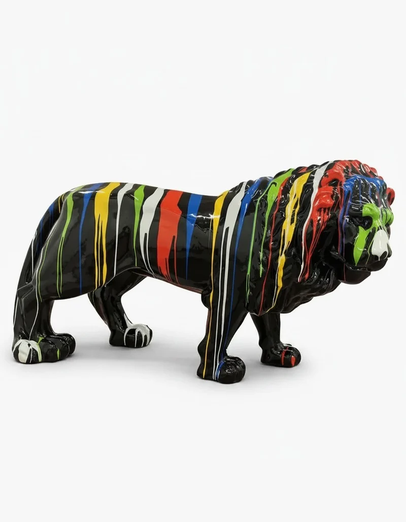 Casa Padrino Luxus Deko Skulptur Raubkatze Löwenmüll H. 120 cm - Riesige Gartenskulptur - Lebensgroße Skulptur - XXL Deko Skulptur - XXL Deko Figur