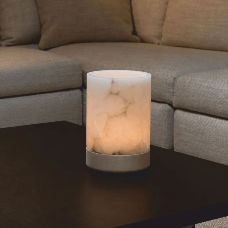 Casa Padrino Luxus Kerzenleuchter Alabaster / Grau H. 28 cm - Luxus Accessoires