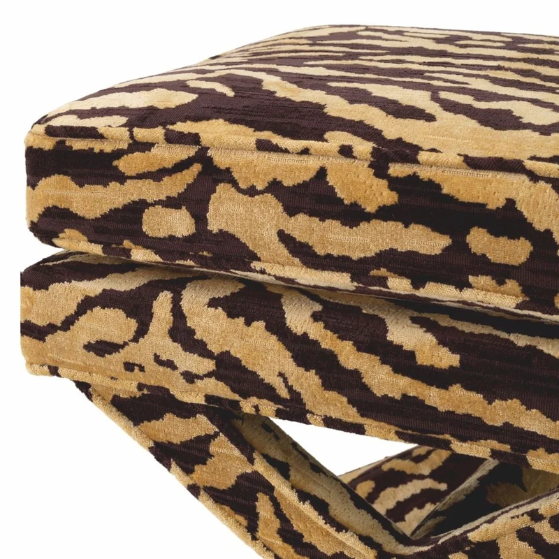 Casa Padrino Luxus Hocker mit Tiger Design Beige / Braun - Luxus Wohnzimmer Möbel