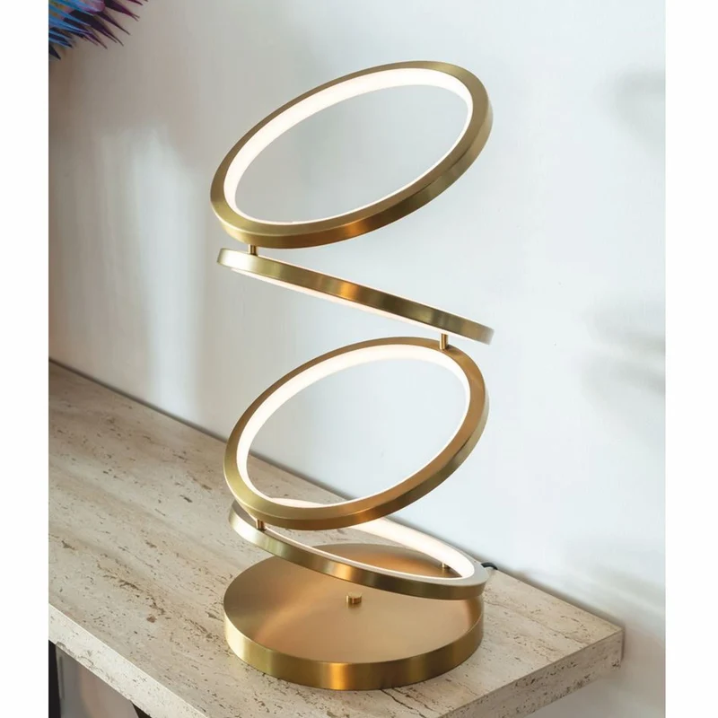 Casa Padrino Luxus LED Tischleuchte Gold Ø 25 x H. 53 cm - Runde Schreibtischleuchte