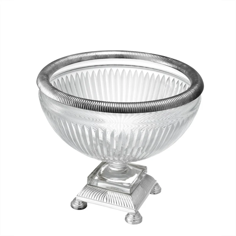 Eichholtz Bowl Burton Versilbert - Glasschale mit Metallrand auf Fuß