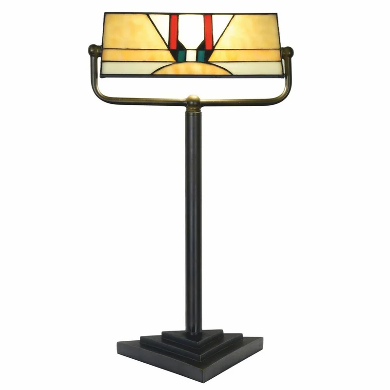 Casa Padrino Art Deco Tiffany Tischleuchte Schwarz / Bunt H. 44,5 cm - Tiffany Leuchten