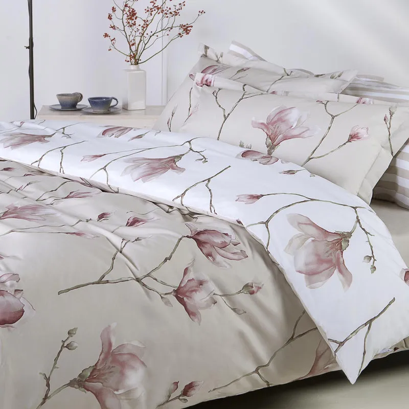 Copripiumino con federe soft magnolia Floreale in Percalle