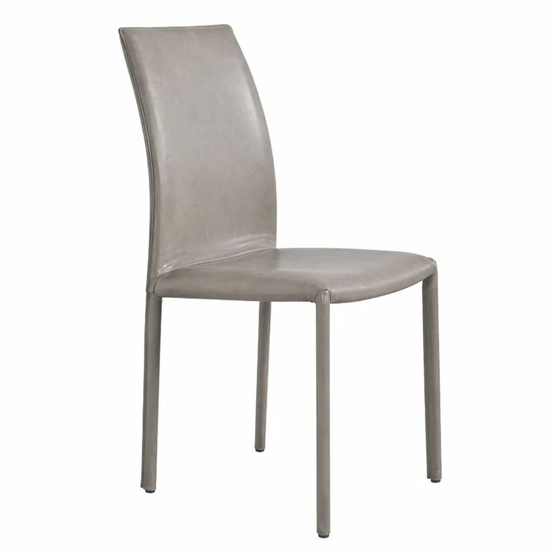 Casa Padrino Luxus Leder Esszimmer Stuhl Grau H. 93 cm - Esszimmer Möbel