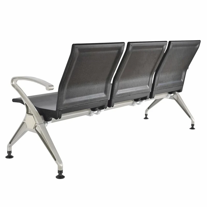 Casa Padrino 3er Besucherbank / Wartezimmerbank Schwarz / Grau 180 cm - Wartezimmer Möbel