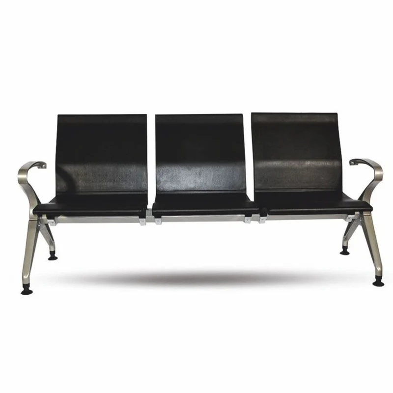 Casa Padrino 3er Besucherbank / Wartezimmerbank Schwarz / Grau 180 cm - Wartezimmer Möbel