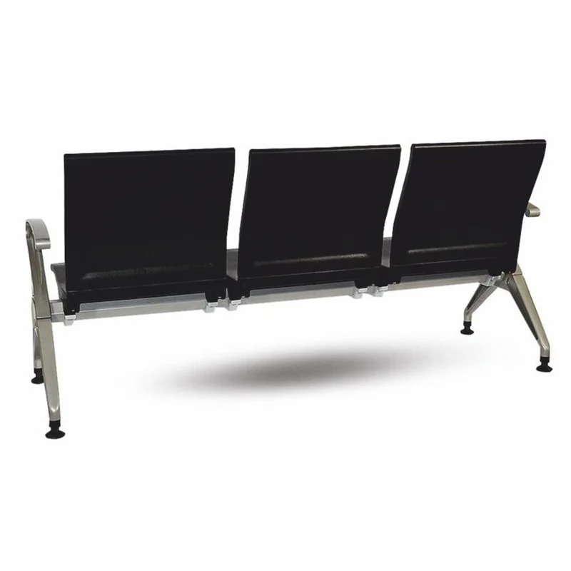 Casa Padrino 3er Besucherbank / Wartezimmerbank Schwarz / Grau 180 cm - Wartezimmer Möbel