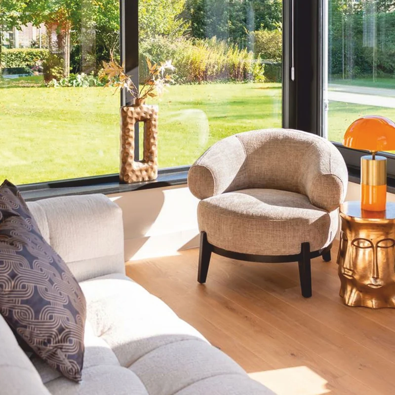 Casa Padrino Luxus Wohnzimmer & Hotel Sessel Beige / Schwarz 88 cm - Luxus Möbel