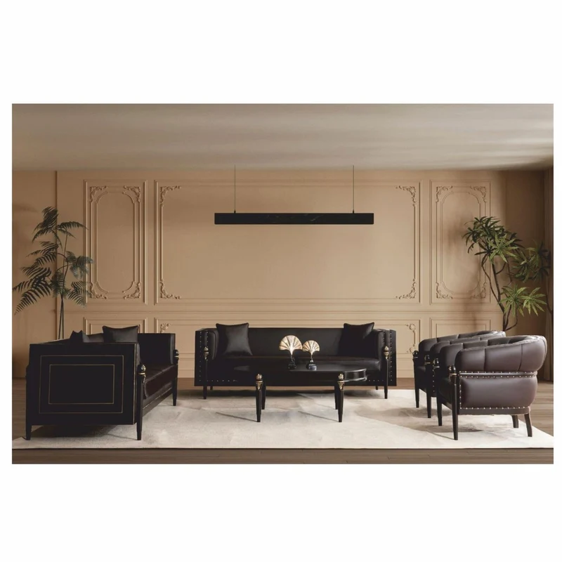 Casa Padrino Luxus Barock Wohnzimmer Set Dunkelbraun / Gold - Barockstil Möbel