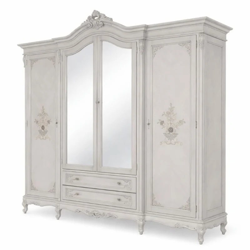 Casa Padrino Luxus Barock Schlafzimmer Schrank Hellgrau 260 cm - Barock Schlafzimmer Möbel