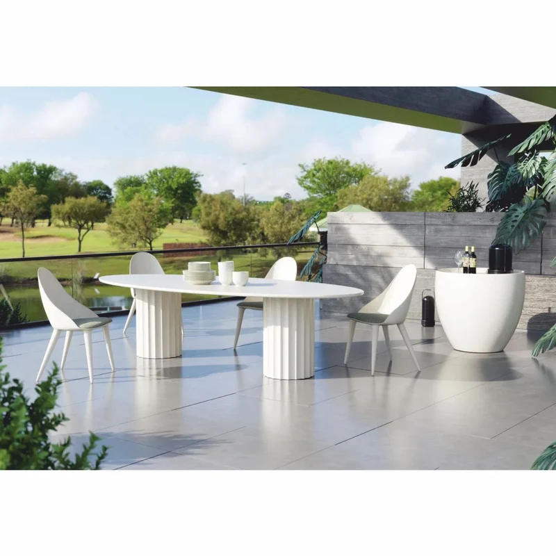 Casa Padrino Luxus Garten Esstisch Matt Weiß 300 cm - Luxus Garten Möbel