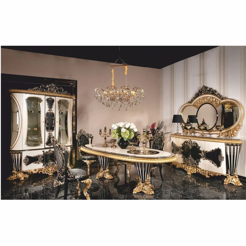 Casa Padrino Luxus Barock Esszimmer Stuhl Schwarz / Gold H. 110 cm - Handgefertigter Barockstil Stuhl - Barock Esszimmer Möbel