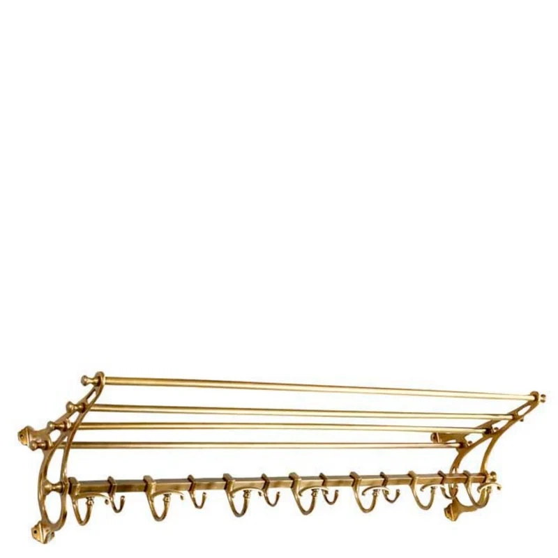 Eichholtz Coatrack Hudson L 100 x 28 x H. 20 cm - Wandgarderobe aus Messing mit Hutablage