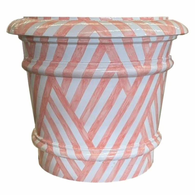 Casa Padrino Luxus Keramik Blumentopf Weiß / Rosa Ø 62 x H. 51 cm - Runder Garten Deko Pflanzentopf - VPP