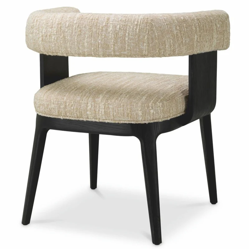 Casa Padrino Luxus Esszimmer Stuhl mit Armlehnen Creme / Schwarz H. 73 cm - Hotel Möbel - Restaurant Möbel - Esszimmer Möbel - Luxus Möbel