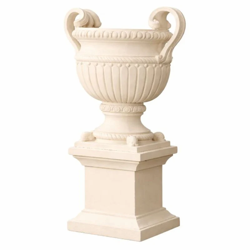 Casa Padrino Luxus Barock Keramik Blumentopf Creme Ø 72 x H. 78 cm - Garten Deko