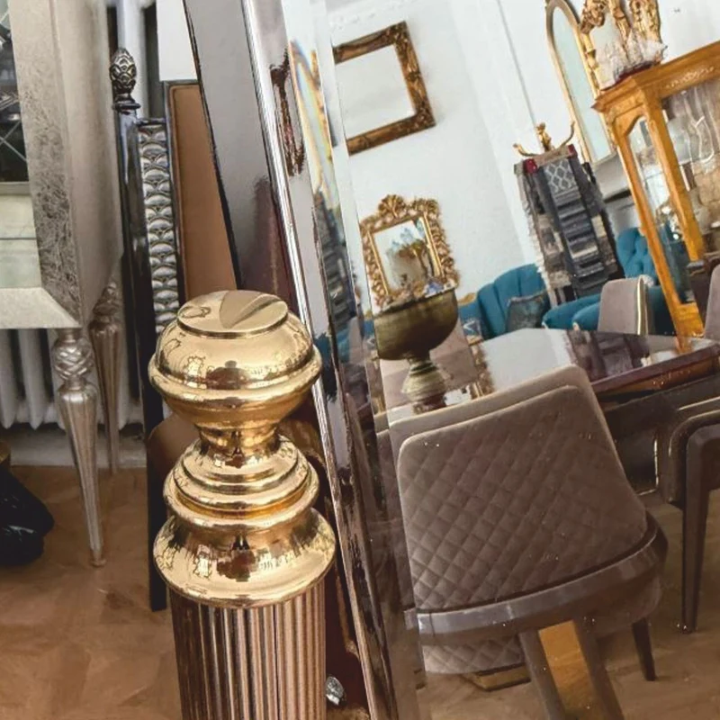 Casa Padrino Luxus Barock Standspiegel Silber / Gold H. 165 cm - Schwenkbarer Spiegel - Barock Möbel - Made in Italy