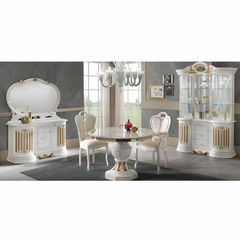 Casa Padrino Luxus Barock Vitrine Weiß / Gold 139 x H. 213 cm - Barock Möbel - Made in Italy