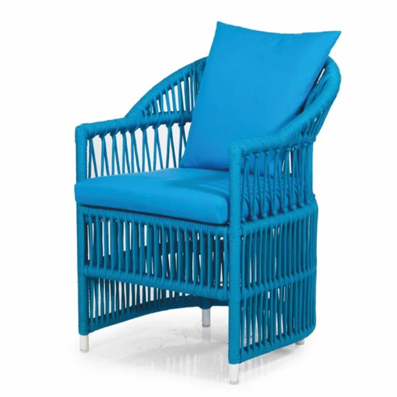 Casa Padrino Luxus Gartenstuhl mit Armlehnen Blau H. 82 cm - Garten & Terrassen Möbel