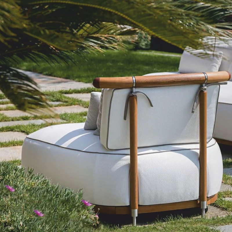 Casa Padrino Luxus Garten Sessel Weiß / Braun / Silber 108 cm - Outdoor Sessel - Hotel Sessel- Outdoor Hotel Möbel - Made in Italy