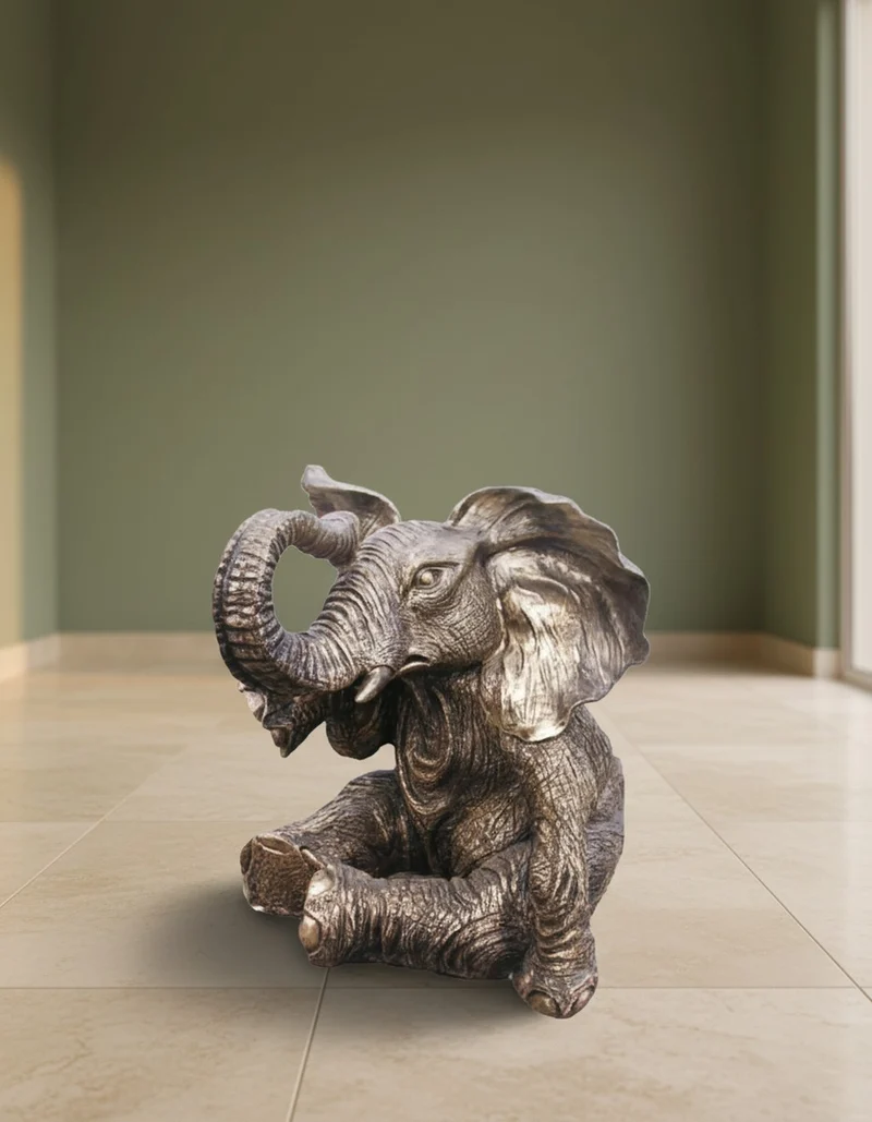 Casa Padrino Luxus Deko Skulptur Elefant Couchtisch H. 48 cm - Deko Skulptur - Deko Figur - Tierfigur - Gartendeko
