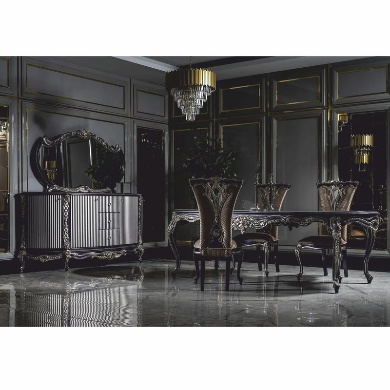 Casa Padrino Luxus Barock Esszimmer Stuhl 6er Set Gold / Lila - Barock Esszimmer Möbel
