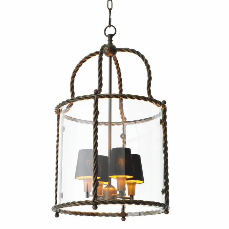 Casa Padrino Luxus Hängeleuchte Bronze / Schwarz H. 72,5 cm - Luxus Qualität
