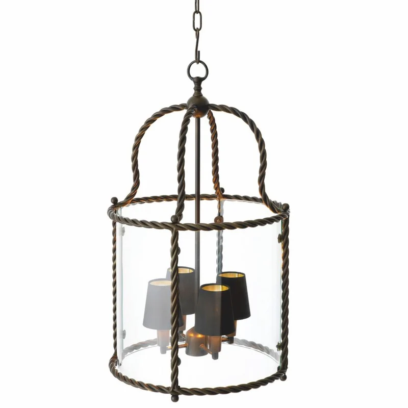 Casa Padrino Luxus Hängeleuchte Bronze / Schwarz H. 72,5 cm - Luxus Qualität